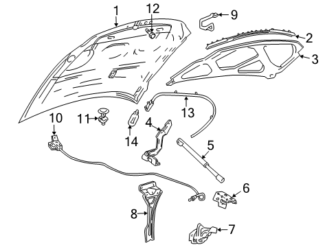 2004 Lincoln Navigator Hood & Components Diagram