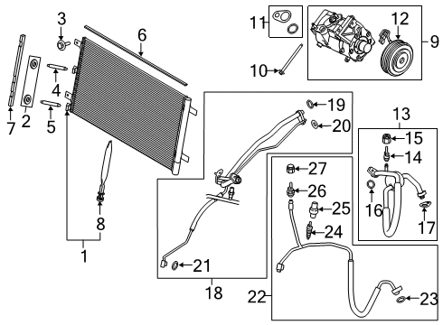 2018 Ford F-150 A/C Condenser, Compressor & Lines Diagram