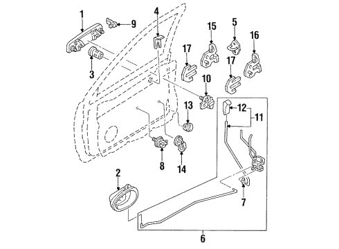 1995 Ford Aspire Handle Assembly Door Outerblack Diagram for F4BZ5822405A