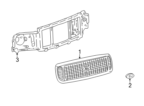 2001 Ford Excursion Grille & Components Diagram