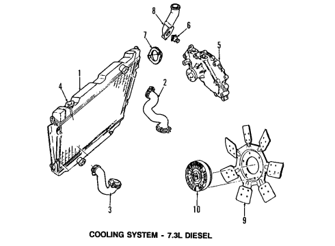 1993 Ford E-350 Econoline Cooling System, Belts & Pulleys Diagram 6 - Thumbnail