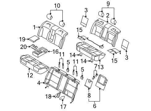 2014 Lincoln MKS Armrest Assembly Diagram for DA5Z-5467112-BB