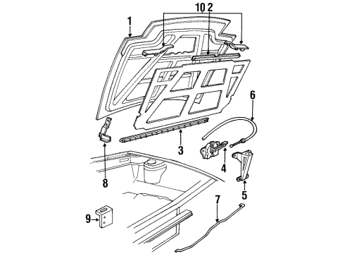 1992 Ford Probe LATCH ASY-HOOD Diagram for E92Z16700A