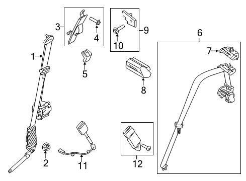 2022 Ford F-250 Super Duty Front Seat Belts Diagram