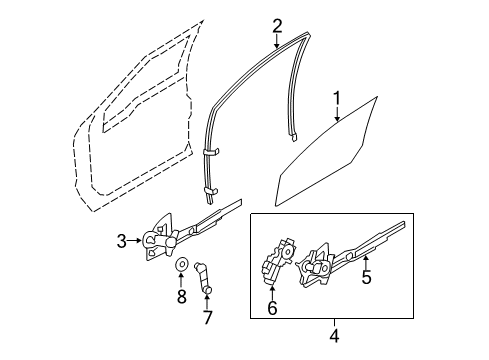 2015 Ford F-350 Super Duty Front Door - Glass & Hardware Diagram