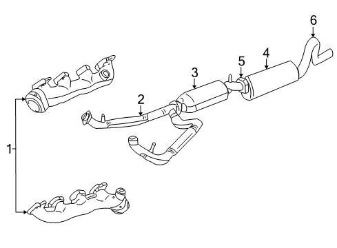 1999 Ford E-350 Econoline Club Wagon Exhaust Components, Exhaust Manifold Diagram 1 - Thumbnail