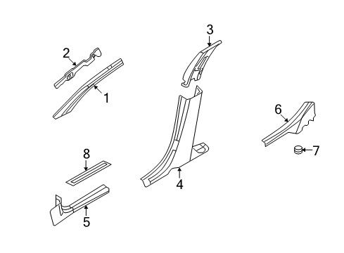 2009 Ford Fusion Interior Trim - Pillars, Rocker & Floor Diagram