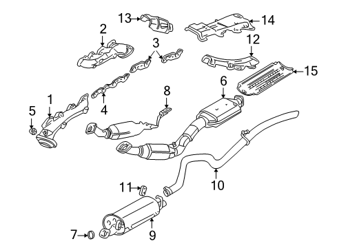 2003 Lincoln Aviator Catalytic Converter Assembly Diagram for 3C5Z-5F250-AA