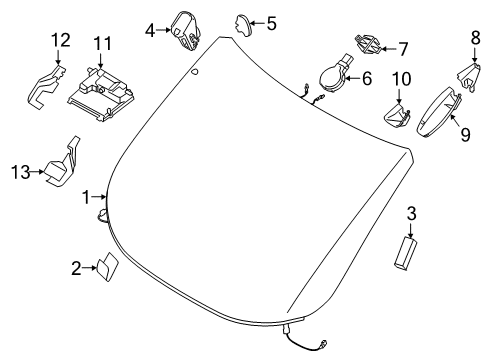 2023 Ford Transit Connect Glass - Windshield Diagram 3 - Thumbnail