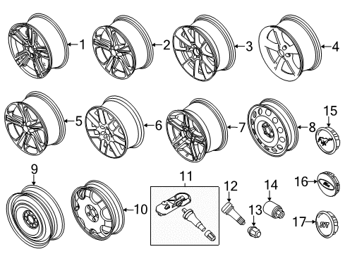 2014 Ford Mustang Wheels, Covers & Trim Diagram