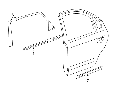 2005 Mercury Montego Exterior Trim - Rear Door Diagram