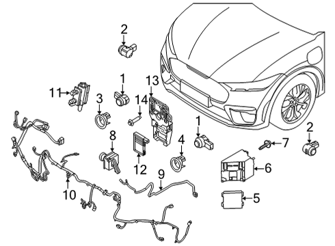 2021 Ford Mustang Mach-E Electrical Components - Front Bumper Diagram