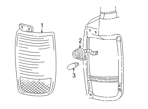 2005 Lincoln Aviator Lamp Assembly - Rear Diagram for 5C5Z-13405-AA