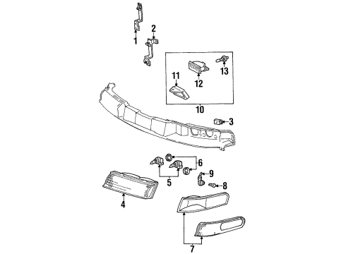 1997 Mercury Mystique Bracket Headlamp Mount Diagram for F5RZ13A015B