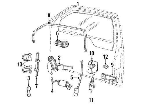 1991 Ford Tempo Handle Assembly Door Outer Diagram for E93Z6622405A