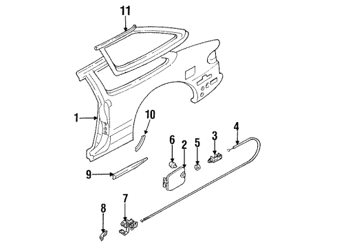 1993 Ford Probe Door Fuel Tank Filler Diagram for F32Z61405A26A