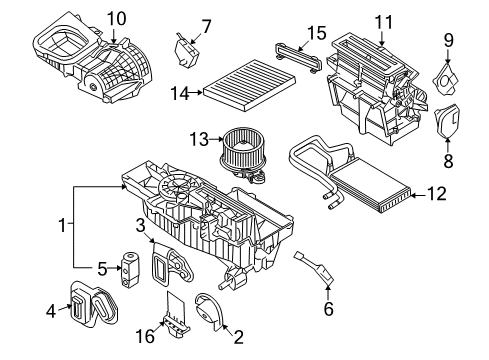 2018 Ford Special Service Police Sedan A/C Evaporator & Heater Components Diagram 2 - Thumbnail