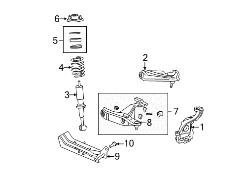 2003 Lincoln Aviator Front Suspension, Control Arm Diagram 1 - Thumbnail