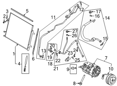 2022 Ford F-250 Super Duty A/C Condenser, Compressor & Lines Diagram