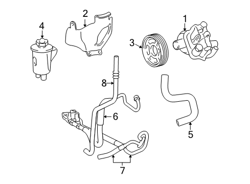 2003 Lincoln Aviator P/S Pump & Hoses, Steering Gear & Linkage Diagram