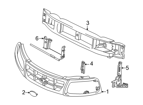 1997 Ford Expedition Grille Assembly - Radiator Diagram for F85Z-8200-FPTM