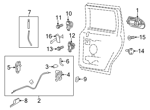 2007 Lincoln Navigator Rear Door - Lock & Hardware Diagram