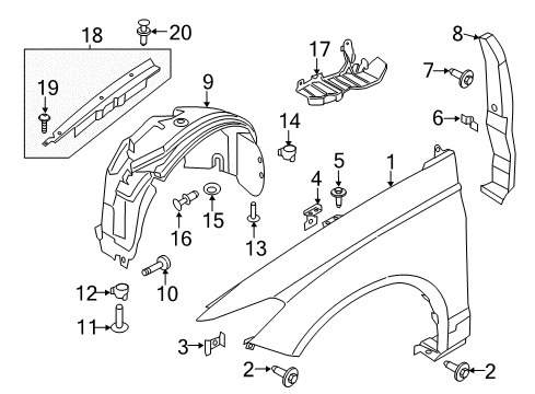 2020 Lincoln MKZ Fender & Components Diagram