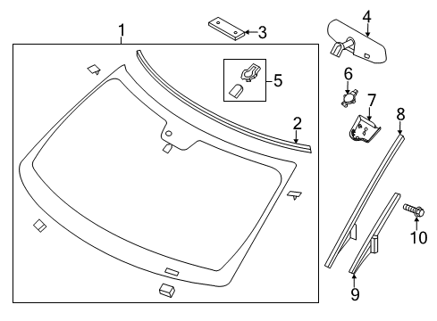 2011 Ford Explorer Windshield Glass Diagram for BB5Z-7803100-B