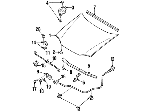 1998 Mercury Tracer Latch Assembly - Hood Diagram for F8CZ-16700-AA