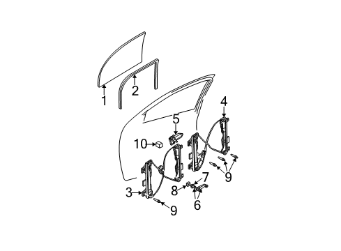 2001 Ford Focus Pad - Window Regulator Anti-Rattle Diagram for YS4Z-5427468-AA