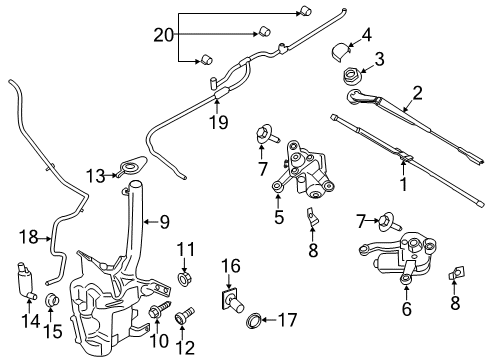 2019 Ford SSV Plug-In Hybrid Wiper & Washer Components Diagram