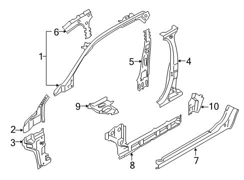 2017 Lincoln MKX Center Pillar & Rocker, Hinge Pillar Diagram