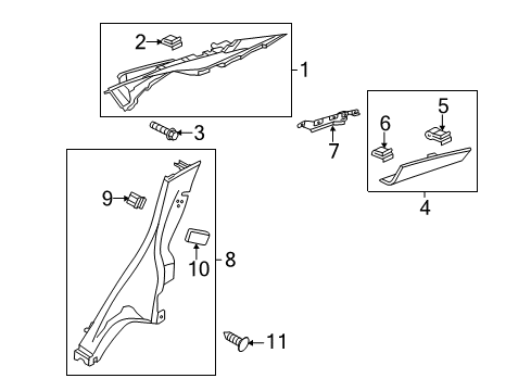 2013 Ford Fiesta Interior Trim - Quarter Panels Diagram