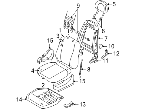 2004 Ford Focus Cover Assembly Seat Back Diagram for 3S4Z6364416BBC