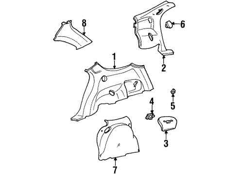 1999 Ford Taurus Retainer - Body Side Trim Diagram for YF1Z-5431066-BA