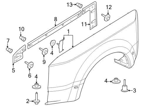 2023 Ford F-350 Super Duty Fender Flare - Pick Up Box Diagram