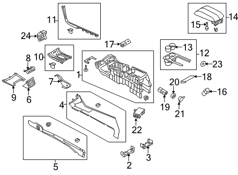 2011 Lincoln MKT Front Console, Rear Console Diagram 1 - Thumbnail