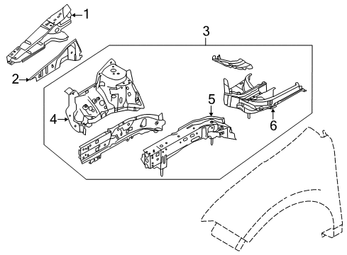 2012 Ford Edge Structural Components & Rails Diagram