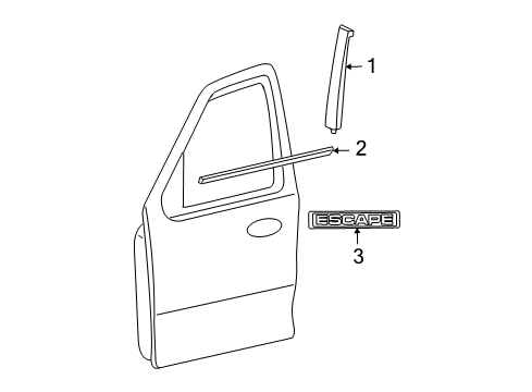 2009 Ford Escape Exterior Trim - Front Door Diagram