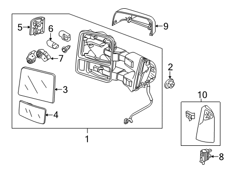 2016 Ford F-350 Super Duty Glass Assembly - Rear View Outer Mirror Diagram for DC3Z-17K707-B