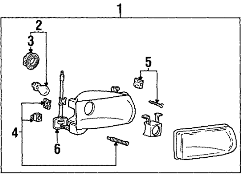 1997 Mercury Mountaineer Headlamp Assembly Diagram for F5TZ-13008-A