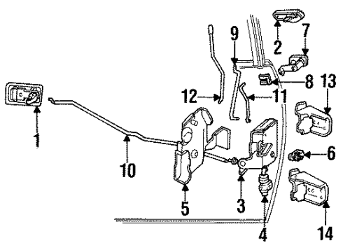 1991 Ford Mustang Lock & Hardware Diagram