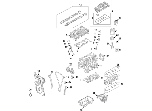 2023 Ford Bronco Sport Engine Parts, Mounts, Cylinder Head & Valves, Camshaft & Timing, Variable Valve Timing, Oil Cooler, Oil Pan, Oil Pump, Adapter Housing, Balance Shafts, Crankshaft & Bearings, Pistons, Rings & Bearings Diagram