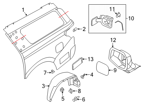 2019 Ford Expedition Panel - Quarter - Outer Diagram for JL1Z-4027846-A