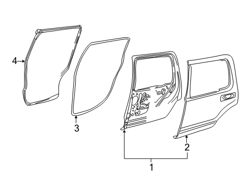 2003 Lincoln Aviator Door Assy - Rear - Less Hinges Diagram for 5C5Z-7824630-A