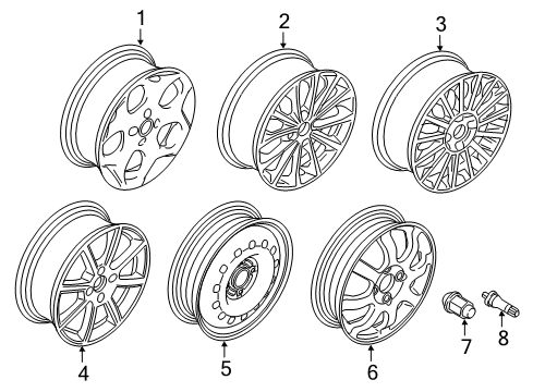 2014 Ford Fiesta Wheel Assembly Diagram for D2BZ-1007-C