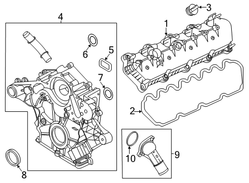 2022 Ford F-250 Super Duty Valve & Timing Covers Diagram