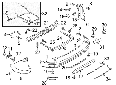 2018 Ford Escape Extension - Bumper Bar - Side Diagram for GJ5Z-17811-APTM