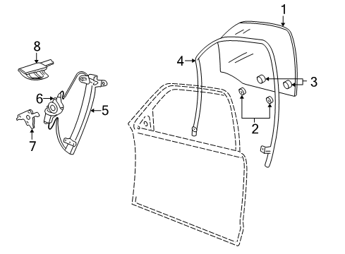 2004 Mercury Grand Marquis Run Assembly - Glass Diagram for F8AZ-5421597-AA