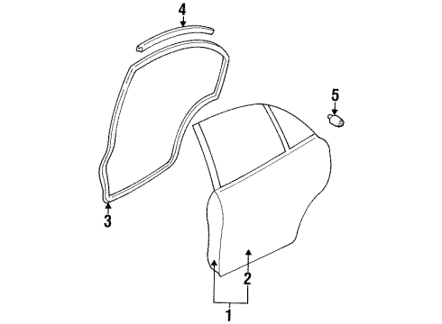 1998 Mercury Tracer Weatherstrip Diagram for F7CZ-5425324-AD